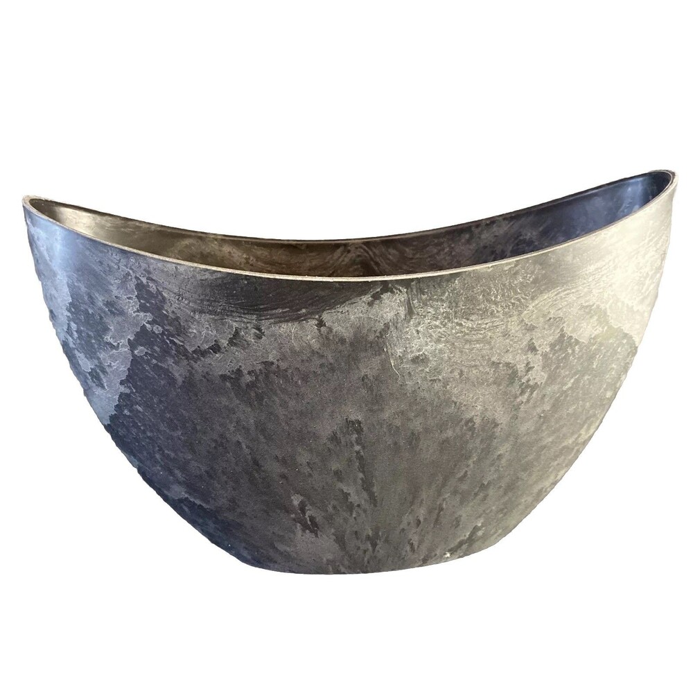 Garden Swoop Pot Planter 2 tone gray marble effect plastic decorative elegant
